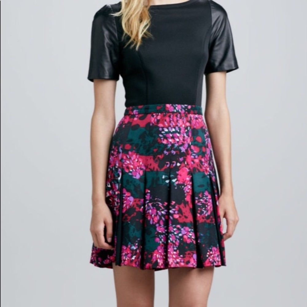 Leather / Floral Cocktail Dress